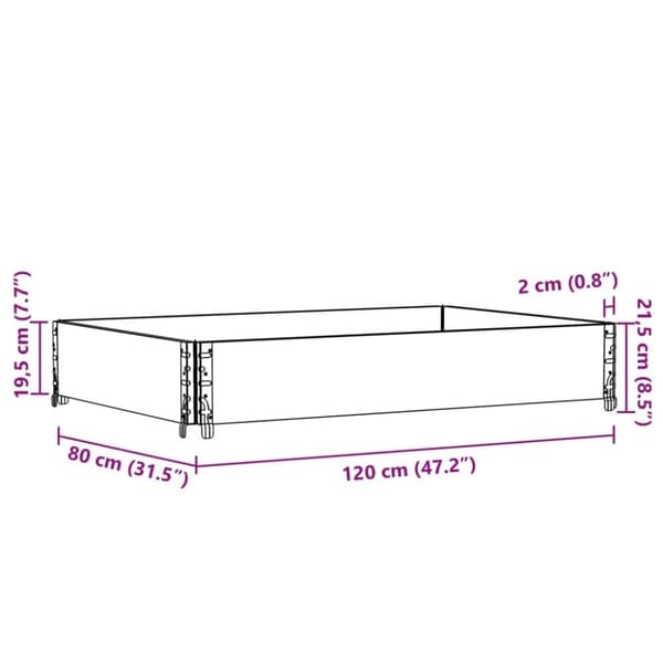 vidaXL Kuormalavan reunus musta 120x80 cm täysi mänty
