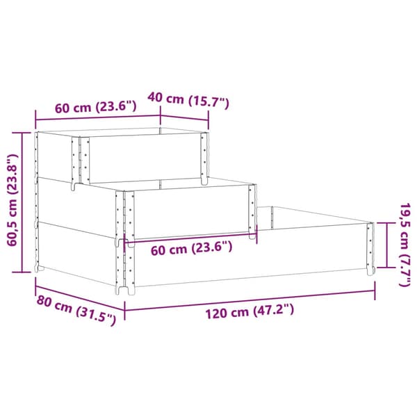 vidaXL Høyseng 3 trinn 120x80 cm heltre furu
