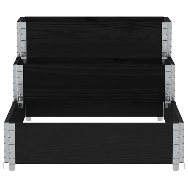 vidaXL Pallkrage 3 nivåer svart 120x80 cm massiv furu