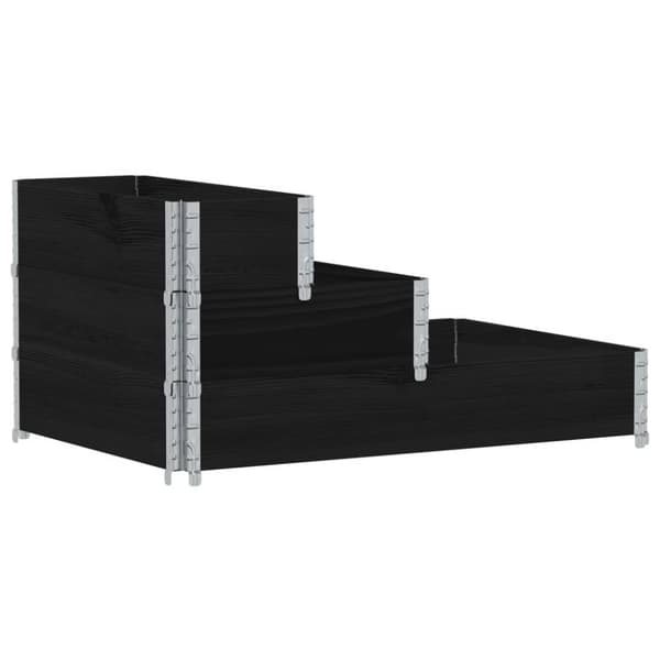 vidaXL Pallkrage 3 nivåer svart 120x80 cm massiv furu