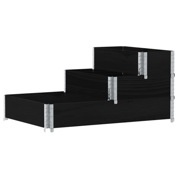 vidaXL 3-tasoinen Korotettu kukkalaatikko musta 120x80 cm täysi mänty