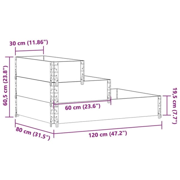 vidaXL 3-tasoinen Korotettu kukkalaatikko musta 120x80 cm täysi mänty