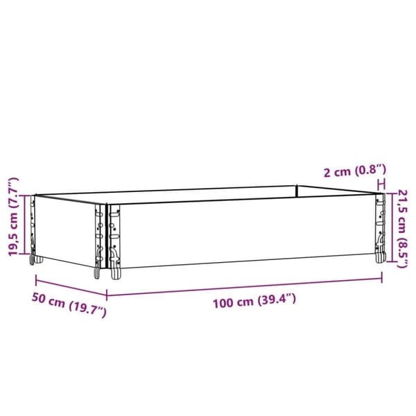 vidaXL Kuormalavan reunus ruskea 100x50 cm täysi mänty