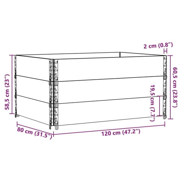 vidaXL Pallkragar 3 st brun 120x80 cm massivt furu