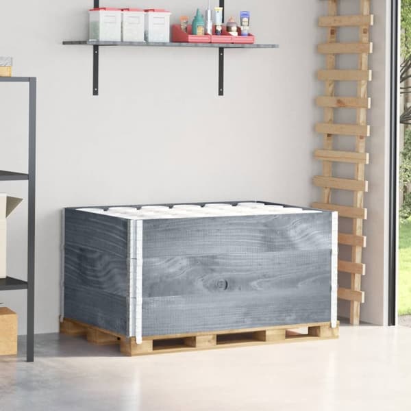 pallerammer 3 stk. 120x80 cm massivt fyrretræ grå