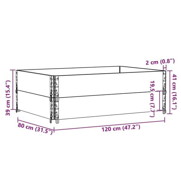 pallerammer 2 stk. 120x80 cm massivt fyrretræ brun