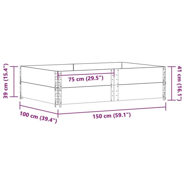 pallerammer 2 stk. 150x100 cm massivt fyrretræ sort