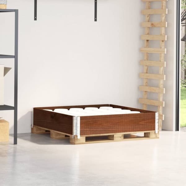 palleramme 100x100 cm massivt fyrretræ brun