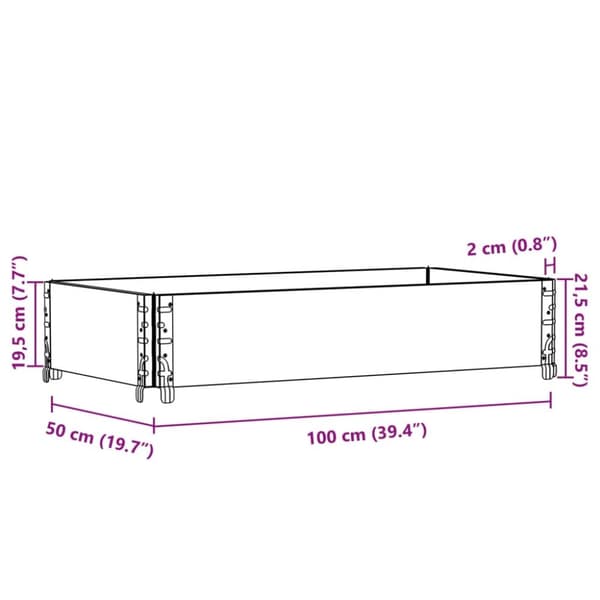 Kuormalavan reunus ruskea 100x50 cm täysi mänty