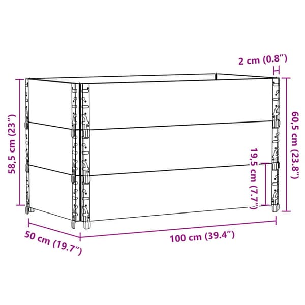 pallerammer 3 stk. 100x50 cm massivt fyrretræ brun
