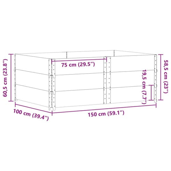 pallerammer 3 stk. 150x100 cm massivt fyrretræ grå