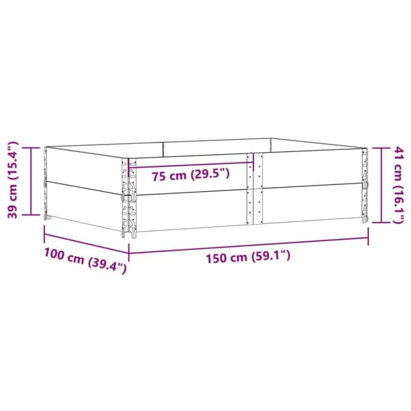 pallerammer 2 stk. 150x100 cm massivt fyrretræ grå