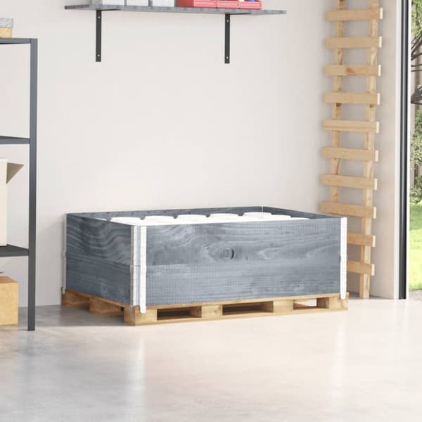 pallerammer 2 stk. 120x80 cm massivt fyrretræ grå