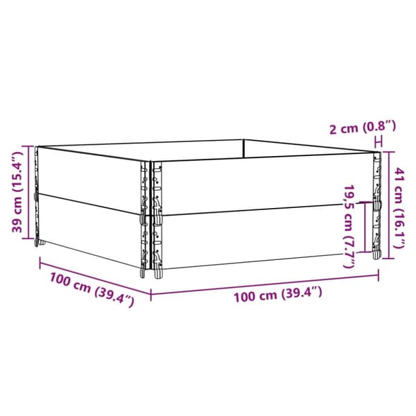 pallerammer 2 stk. 100x100 cm massivt fyrretræ
