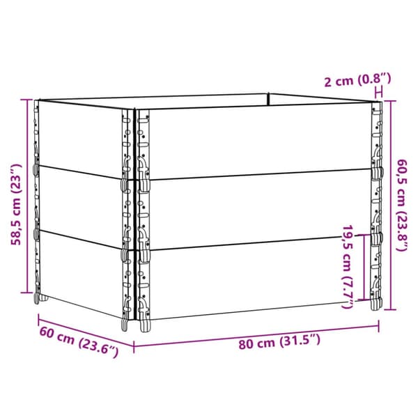 Pallkragar 3 st 80x60 cm massivt furu
