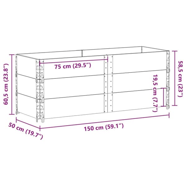 Kuormalavan reunukset 3 kpl ruskea 150x50 cm täysi mänty