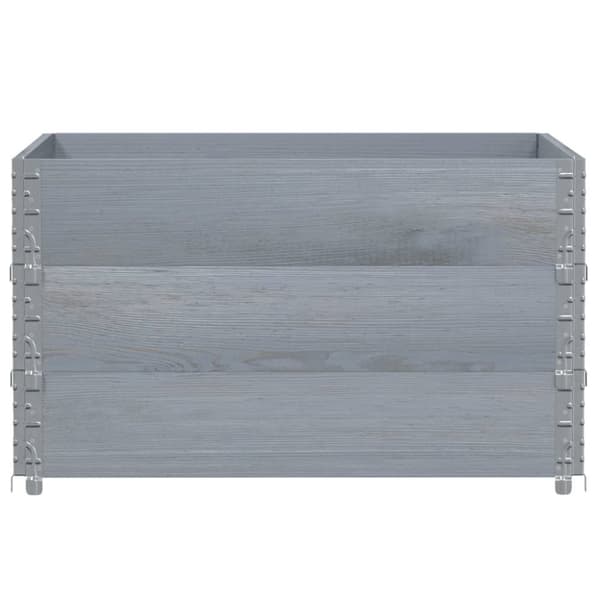 pallerammer 3 stk. 100x100 cm massivt fyrretræ grå