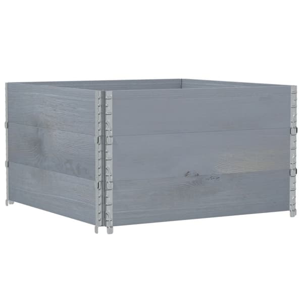 pallerammer 3 stk. 100x100 cm massivt fyrretræ grå