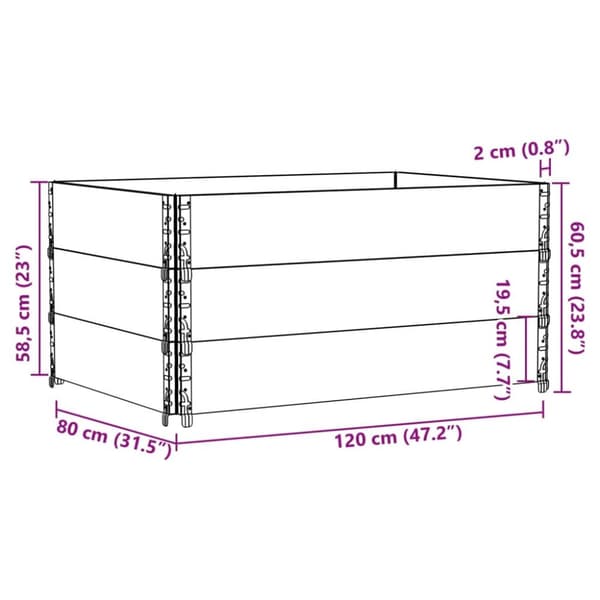 pallerammer 3 stk. 120x80 cm massivt fyrretræ brun