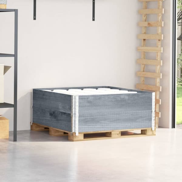 pallerammer 2 stk. 100x100 cm massivt fyrretræ grå