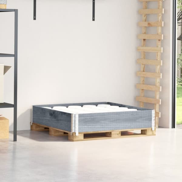 palleramme 100x100 cm massivt fyrretræ grå