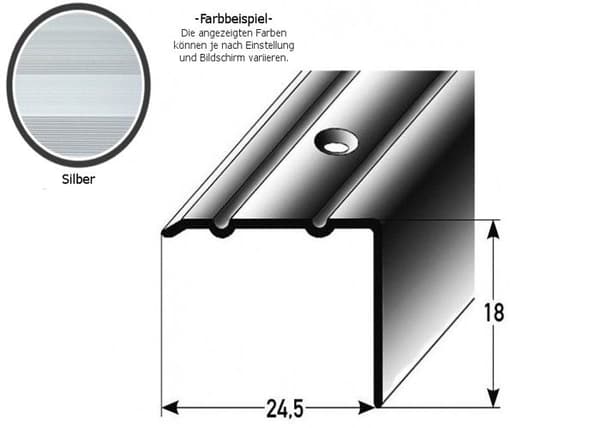 PROVISTON Alu anodiserad kantprofil Silver l 24,5 mm H 18 mm Genomfrätt Stegkant L 1000 mm