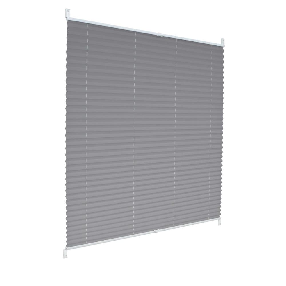 ECD Germany plisserad 75 x 100 cm - Grå - Klemmfix - EasyFix - utan att borra - för sol och integritetsskydd - för fönster och dörr