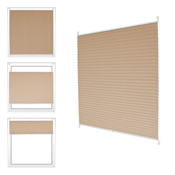 ECD Germany plisségardin 50 x 100 cm - creme - Klemmfix - EasyFix - uden boring - sol- og privatlivsbeskyttelse - til vindue og dør - inkl.
