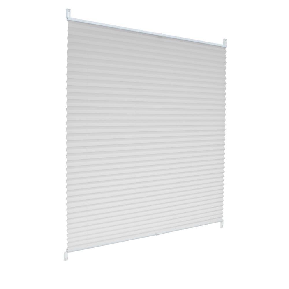 ECD Germany plisserad 85 x 150 cm - Vit - Klemmfix - EasyFix - utan att borra - för sol och integritetsskydd - för fönster och dörr