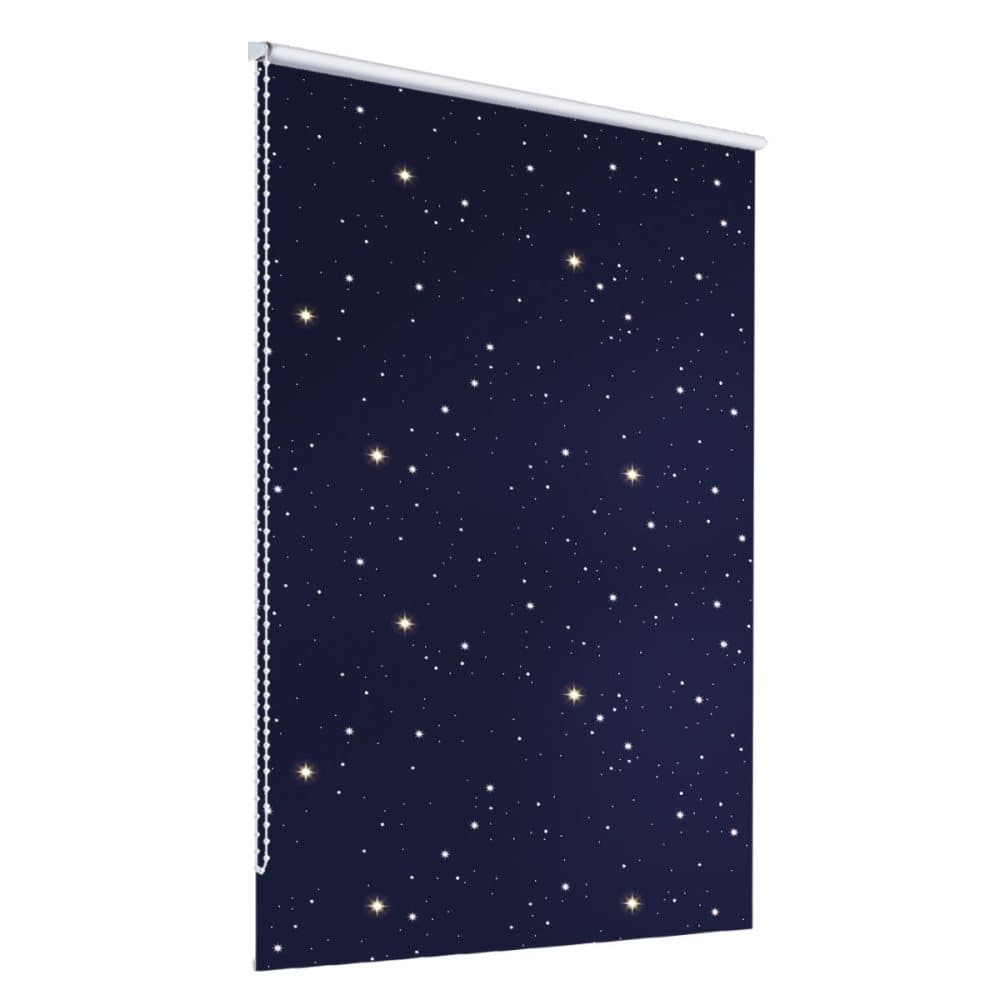 ECD Germany mørklægningsgardin 100 x 230 cm blå med stjerner Klemmfix uden at bore