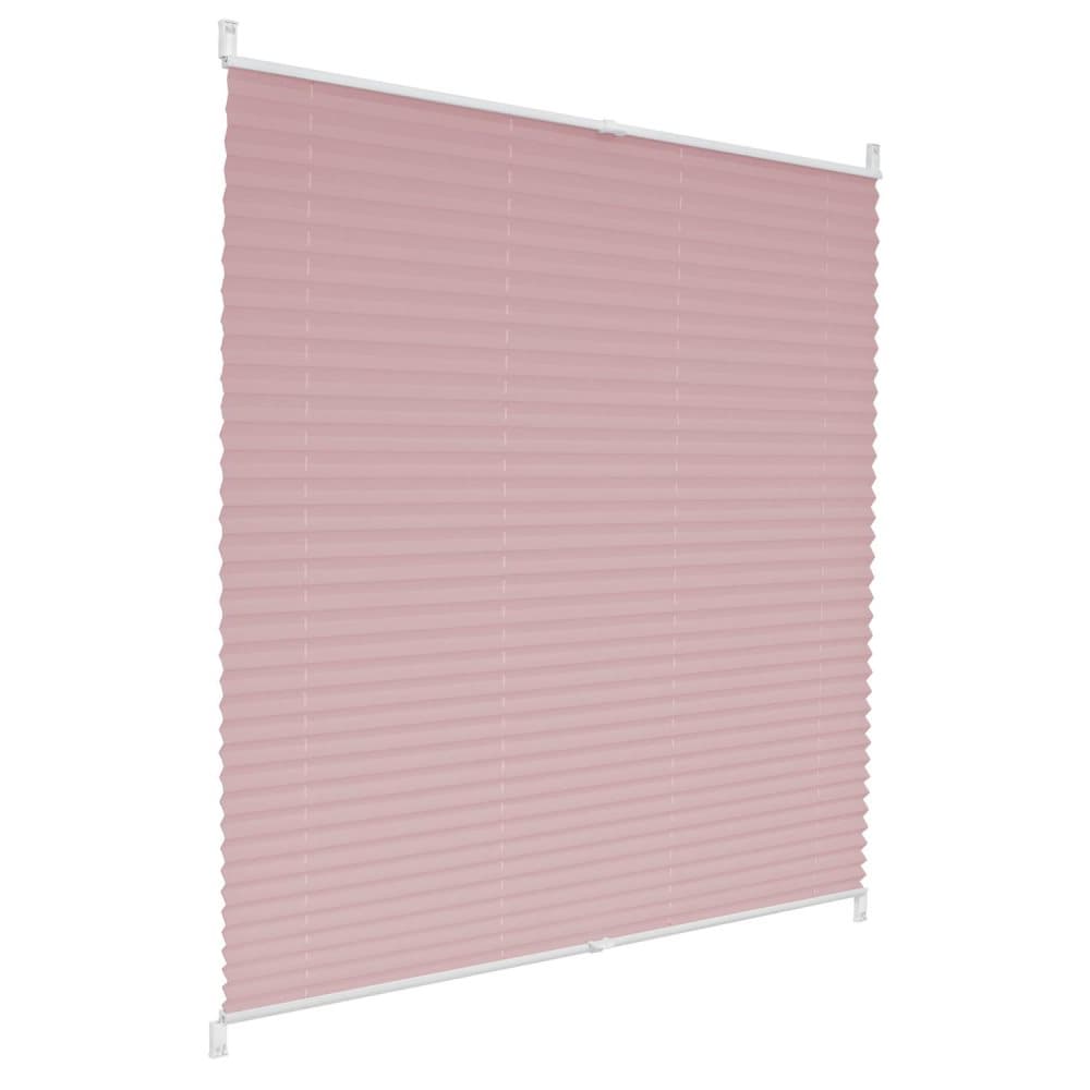 ECD Germany Pläterad klämfix utan borrning 75 x 200cm Rosa Viewpt Sun och ser skydd Faltrollo persienner med klämbärare för fönster