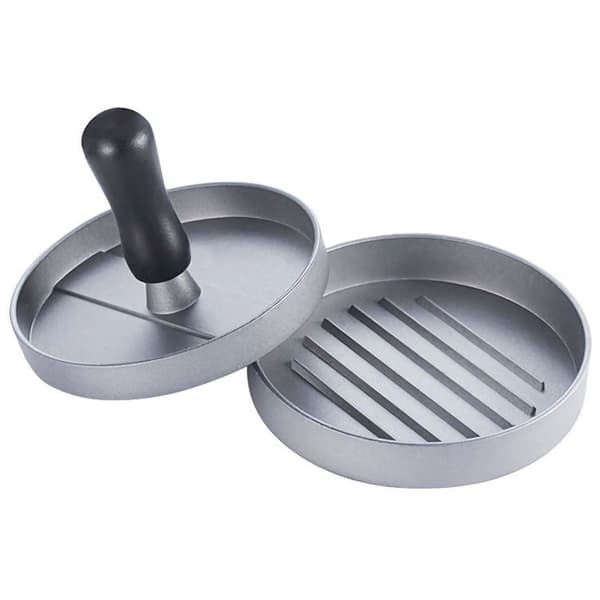 Press för hamburgare i grått med 11,5 cm diameter - för grillning, camping, hem och catering