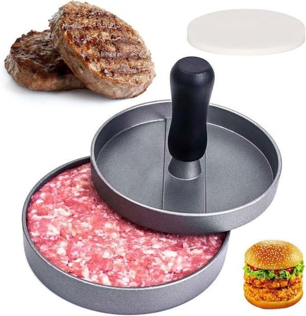 Ground Steak Burger Press + 100 vaxskivor - Diameter 11,5 cm Non-stick aluminium