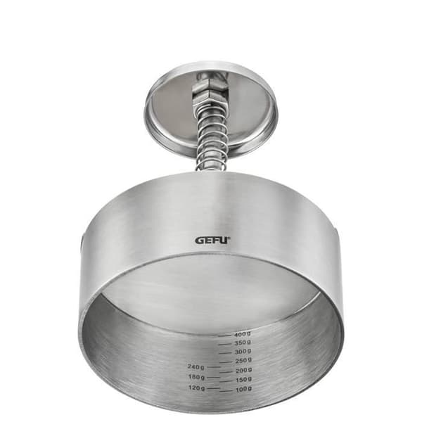 Professionell hamburgerpress - GEFU - PATTI - Intern gradering - Ergonomisk tryckare - Rostfritt stål