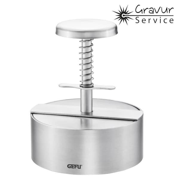 Professionell hamburgerpress - GEFU - PATTI - Intern gradering - Ergonomisk tryckare - Rostfritt stål