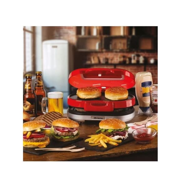 Hamburgermaskin - ARIETE - 205 Hamburgartillverkare Party Time - 1200 W - Non-stick plattor - Röd