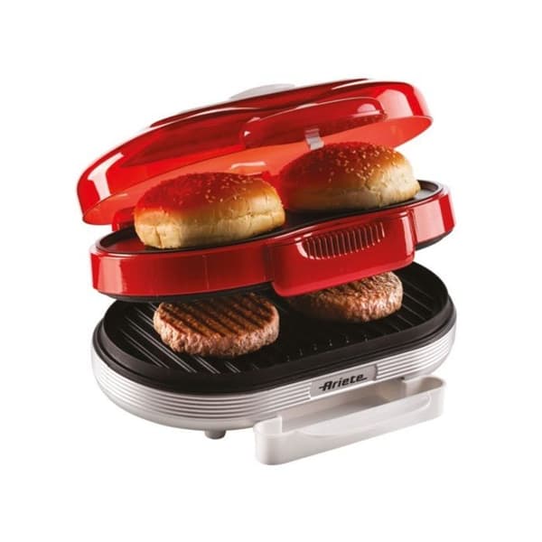 Hamburgermaskin - ARIETE - 205 Hamburgartillverkare Party Time - 1200 W - Non-stick plattor - Röd