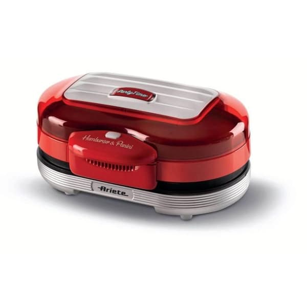 Hamburgermaskin - ARIETE - 205 Hamburgartillverkare Party Time - 1200 W - Non-stick plattor - Röd