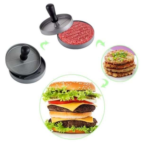 Burger Press - Aluminium - Non-Stick beläggning - Enkel rengöring - Idealisk för BBQ