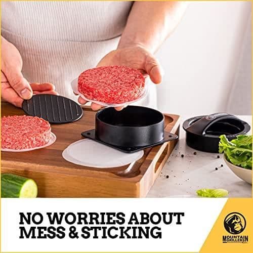 MOUNTAIN GRILLERS Hackat biffpapper - BBQ-vaxade hamburgerark - Rund form 750 ark - Patty Press