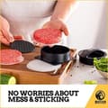Miniatyrbild 3 av 4: MOUNTAIN GRILLERS Hackat biffpapper - BBQ-vaxade hamburgerark - Rund form 750 ark - Patty Press