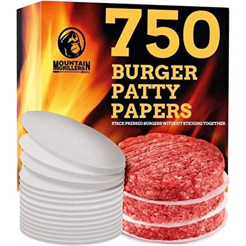 MOUNTAIN GRILLERS Hackat biffpapper - BBQ-vaxade hamburgerark - Rund form 750 ark - Patty Press