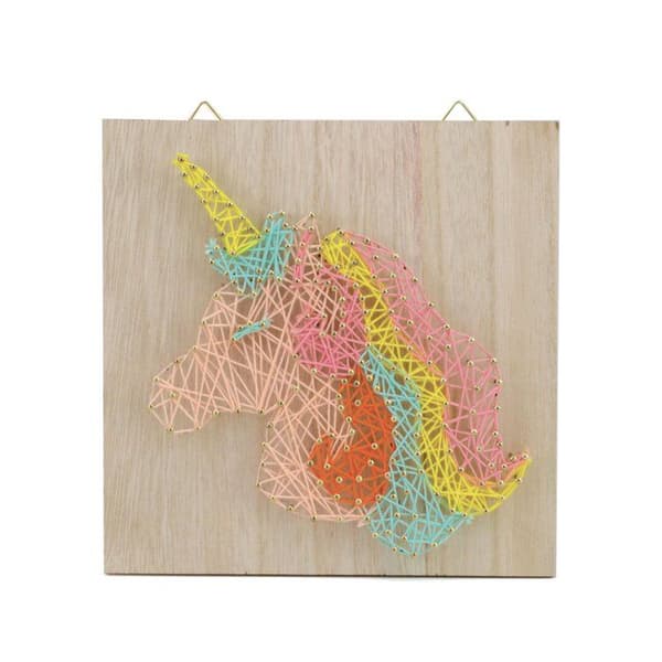 Konsttavla i trä för att göra Unicorn 22 x 22 cm - Flerfärgad