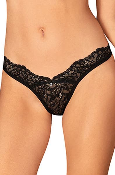 Obsessive Bellastia Thong Black Spetstrosa XS/S