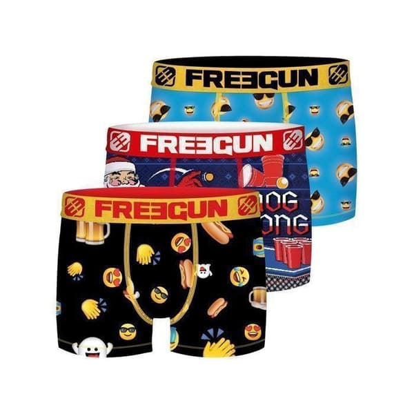FREEGUN boxershorts för män - Paket med 3 - Tryckt - Mikrofiber - Flerfärgad