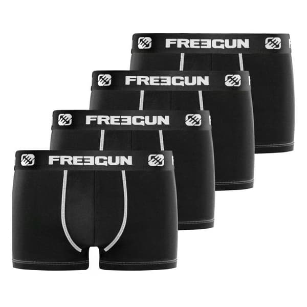 Mikrofiberboxers för män - FREEGUN - Paket med 4 - Bred midjeband som andas
