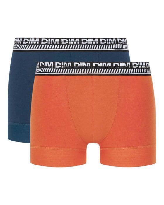 Paket med 2 bomullsboxers "Stay &amp; Fit" för män - DIM - 02CS - BLEUKLEINORANGE - Orange - Vuxen - Herr