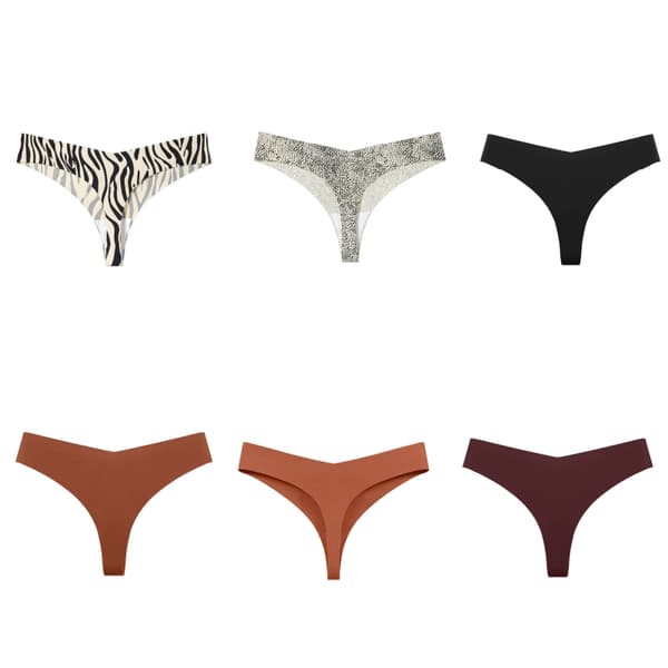 INF 6-Pack Dame Sømløs Åndbar Usynlig Hipster Thong S