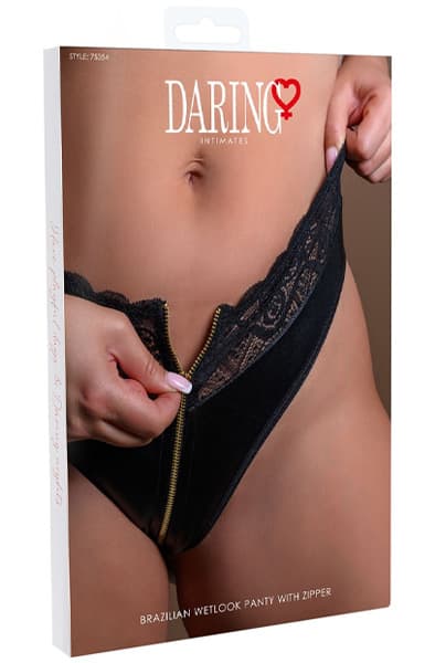 Brazilian Wetlook Zipper Panty Truser
