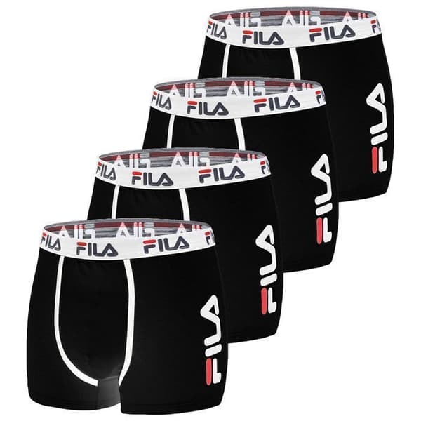 FILA boxershorts i bomull för män - Paket med 4 - Stretchkomfort - Svart